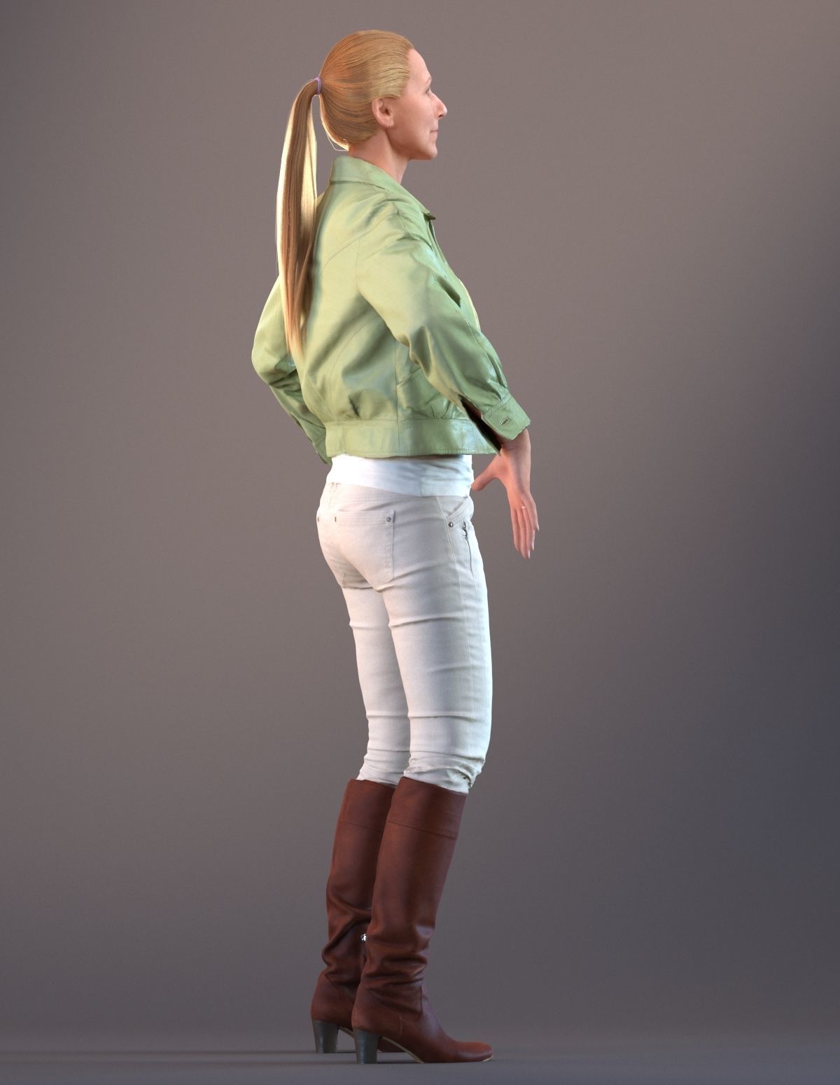Rigged 3D low poly female with summer jacket Low-poly 3D model_7