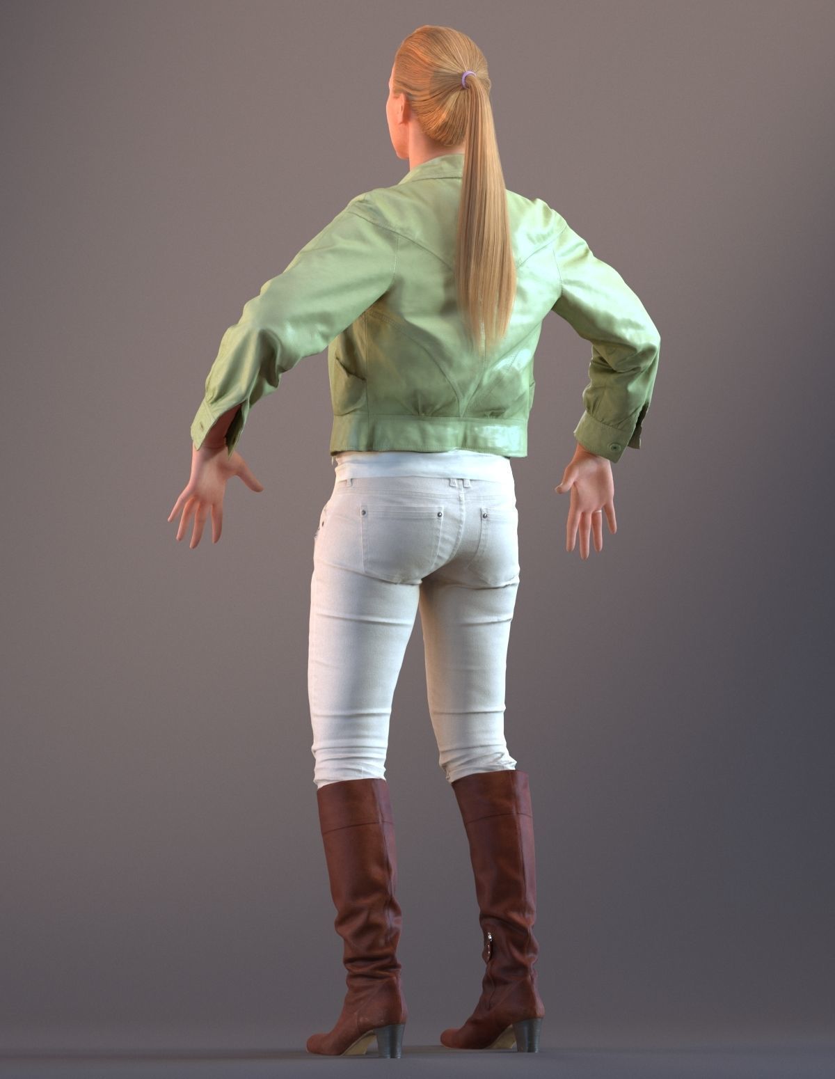 Rigged 3D low poly female with summer jacket Low-poly 3D model_11