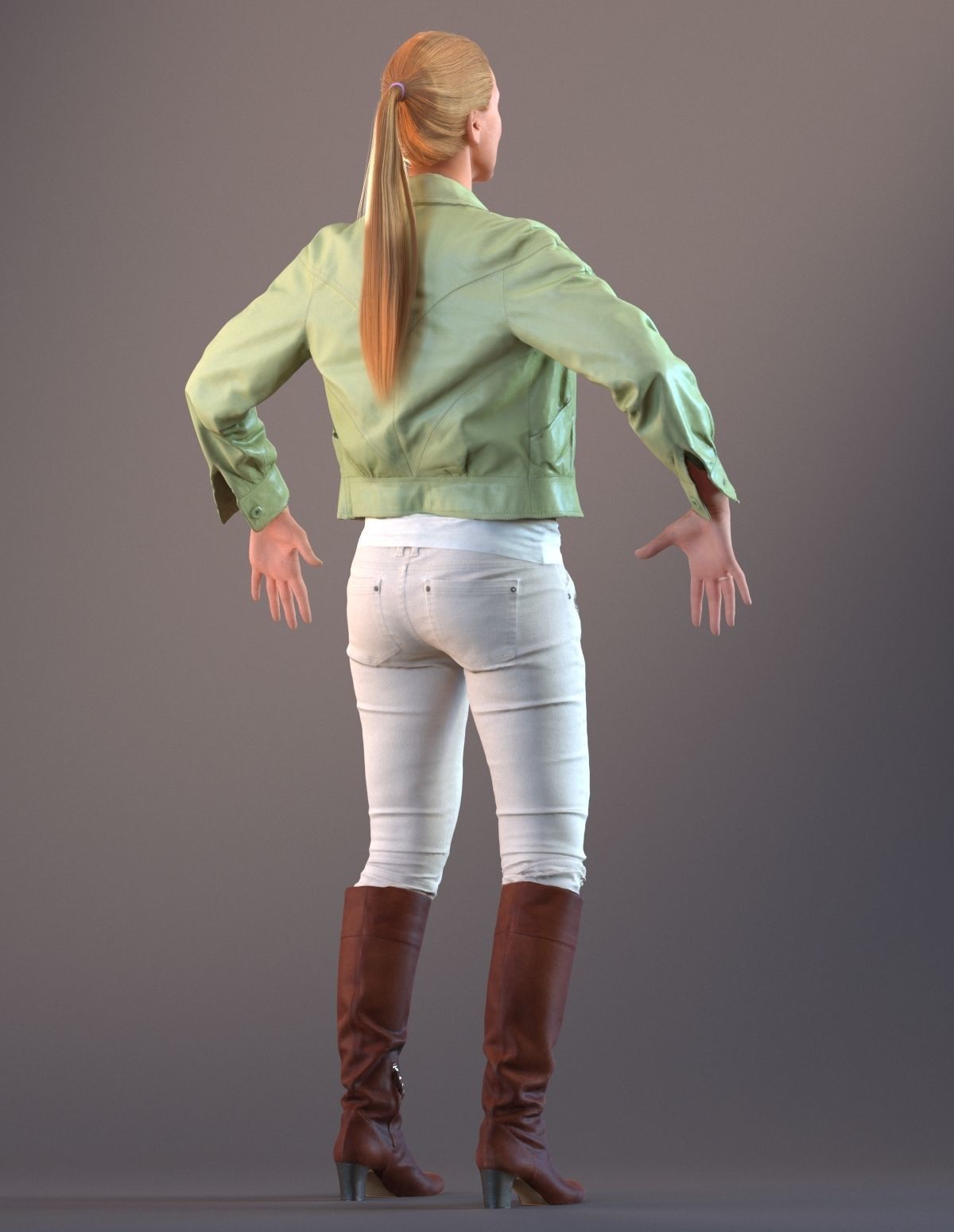 Rigged 3D low poly female with summer jacket Low-poly 3D model_5