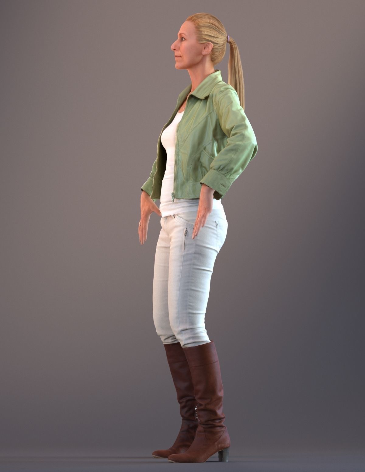 Rigged 3D low poly female with summer jacket Low-poly 3D model_9