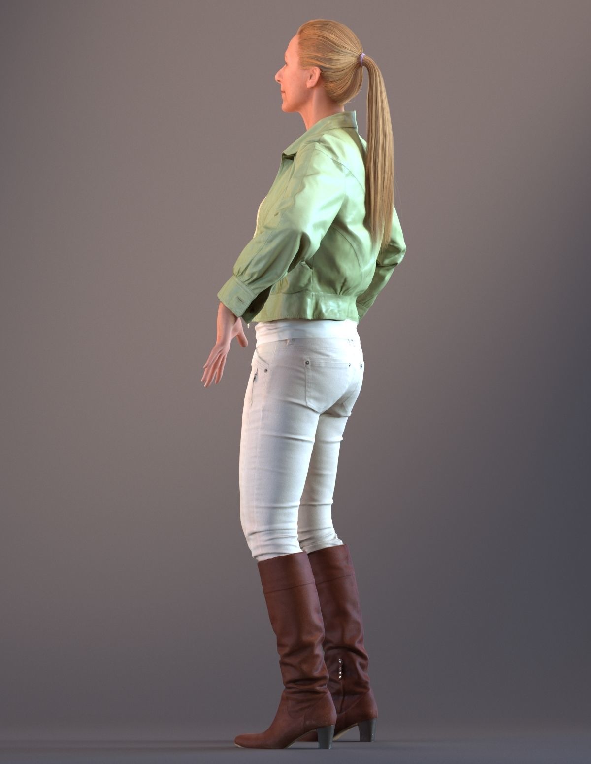Rigged 3D low poly female with summer jacket Low-poly 3D model_12