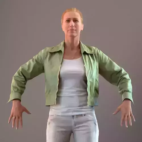 Rigged 3D low poly female with summer jacket Low-poly 3D model