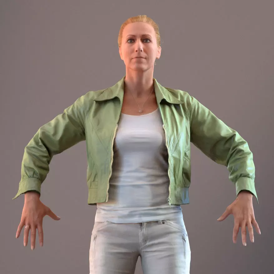 Rigged 3D low poly female with summer jacket Low-poly 3D model_0