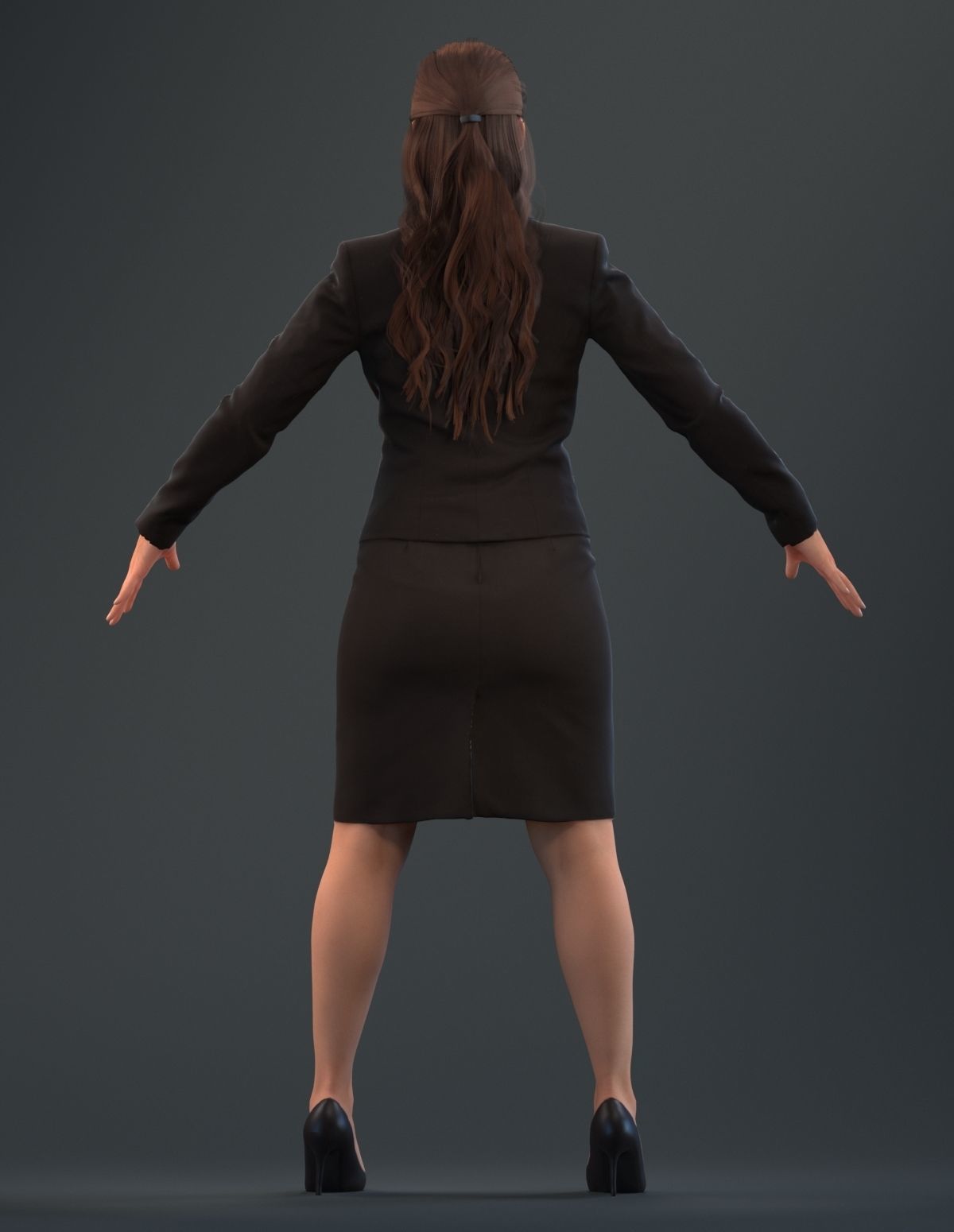 Rigged 3D woman in business attire Low-poly 3D model_8