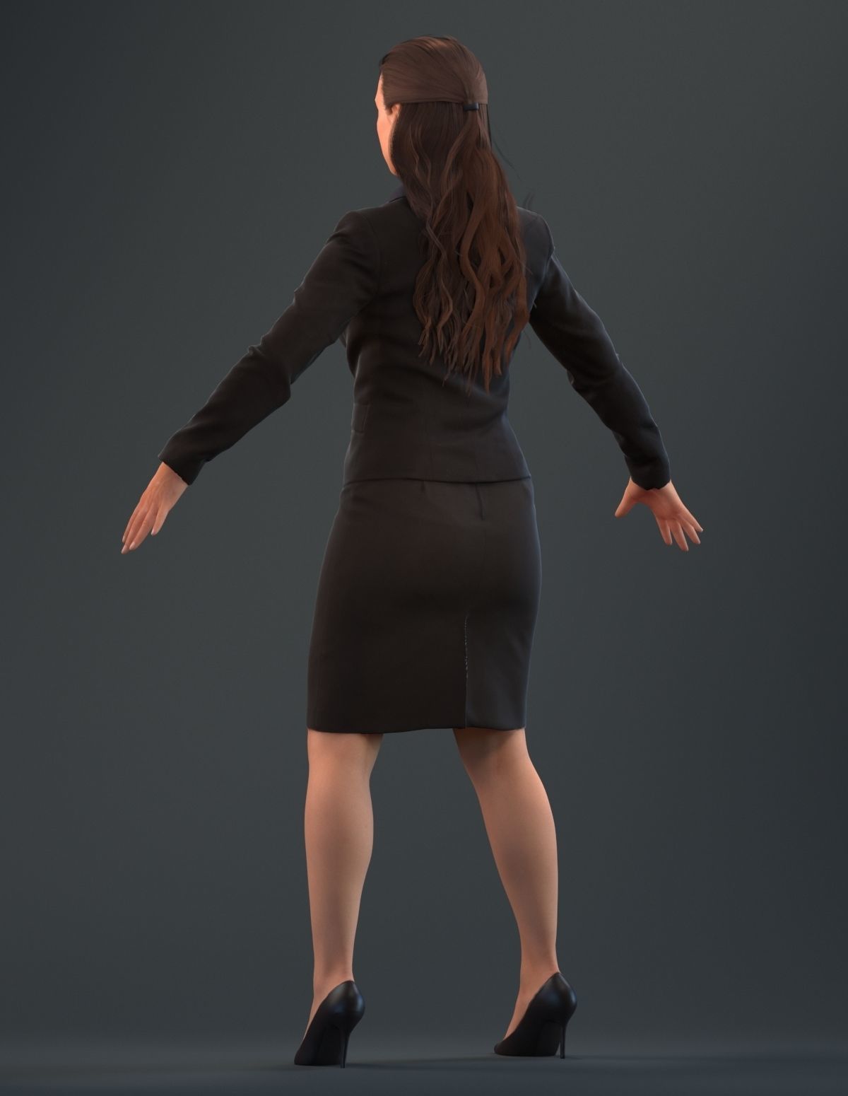 Rigged 3D woman in business attire Low-poly 3D model_10