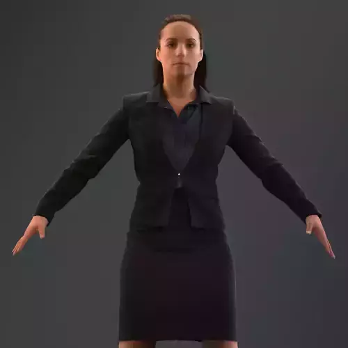 Rigged 3D woman in business attire Low-poly 3D model