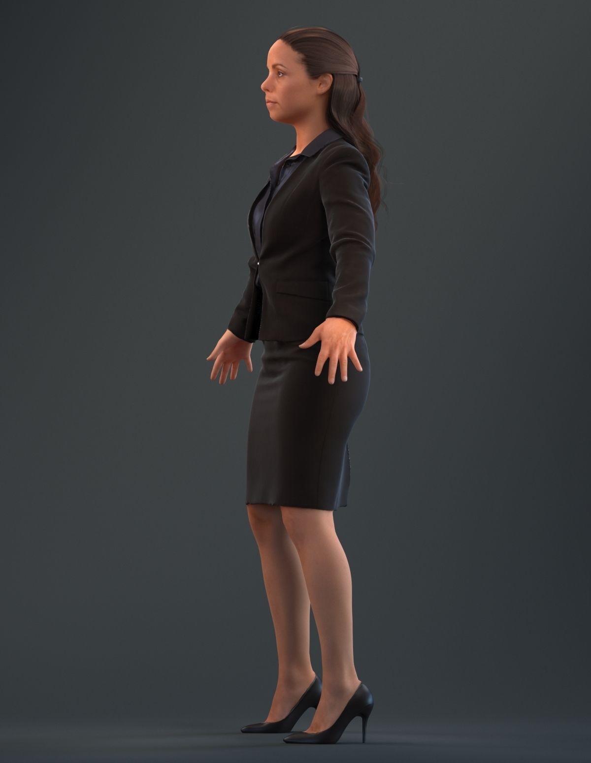 Rigged 3D woman in business attire Low-poly 3D model_11