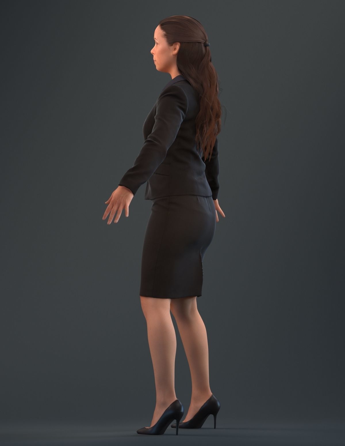 Rigged 3D woman in business attire Low-poly 3D model_12