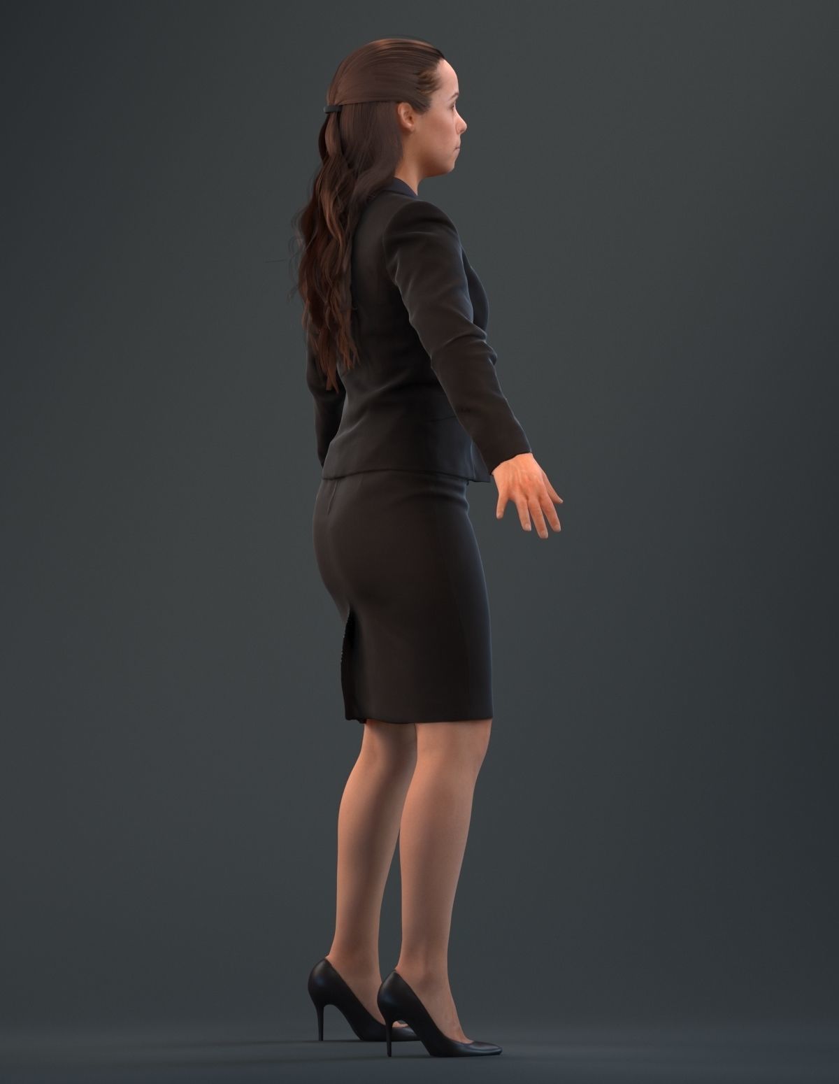 Rigged 3D woman in business attire Low-poly 3D model_4