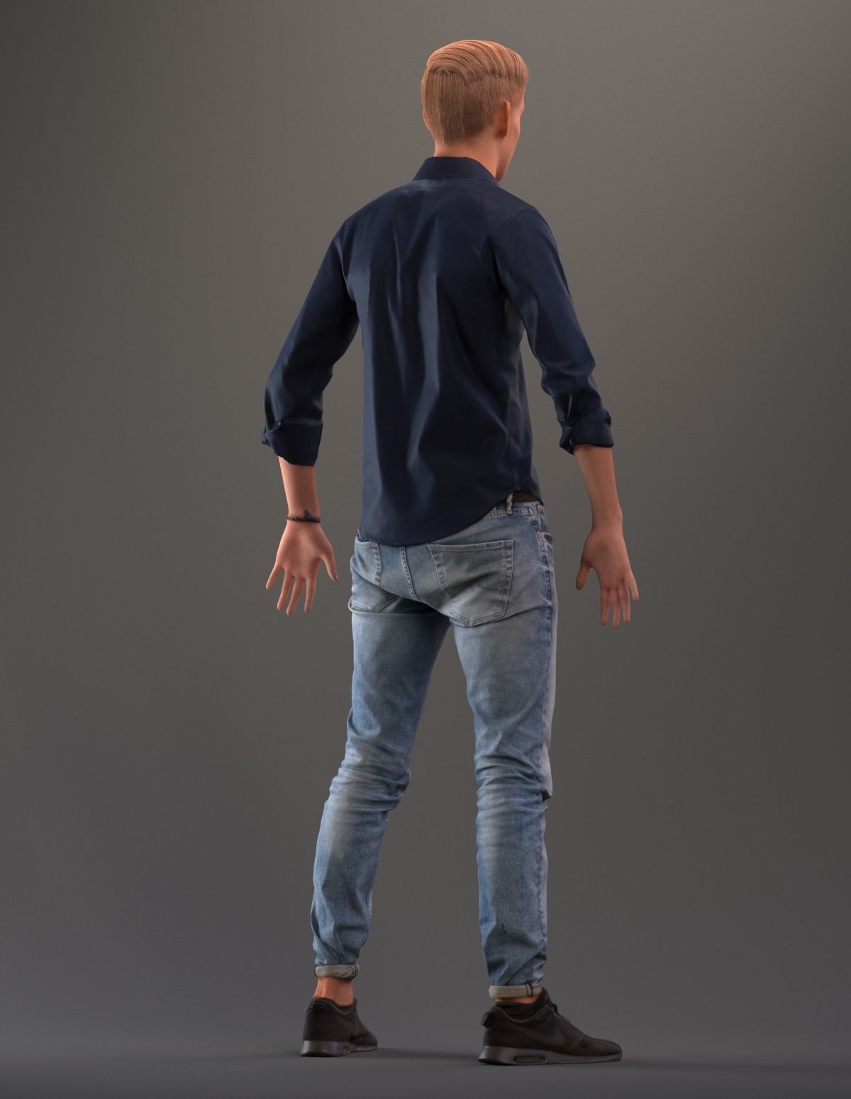 Rigged 3D boy with realistic hair in casual clothing Low-poly 3D model_7