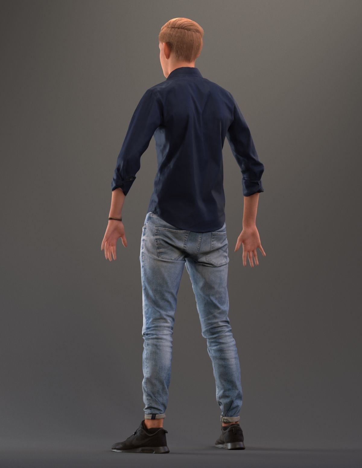 Rigged 3D boy with realistic hair in casual clothing Low-poly 3D model_8