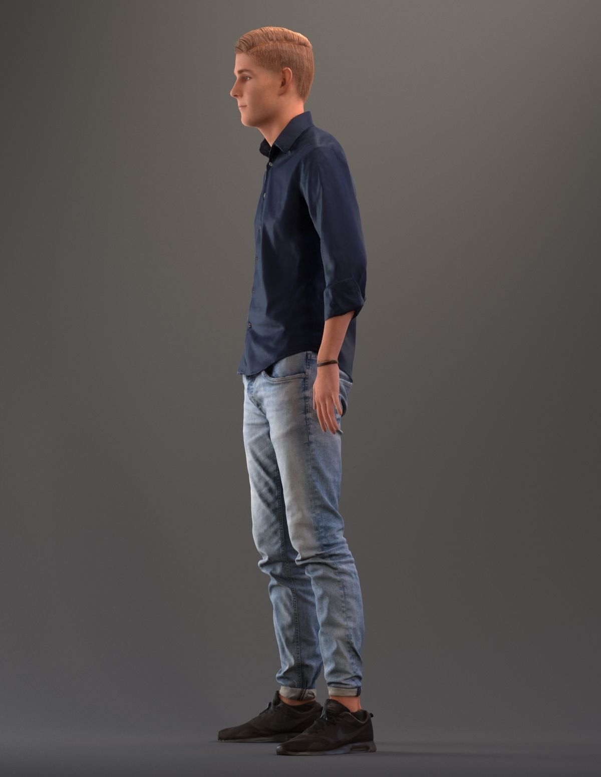 Rigged 3D boy with realistic hair in casual clothing Low-poly 3D model_9