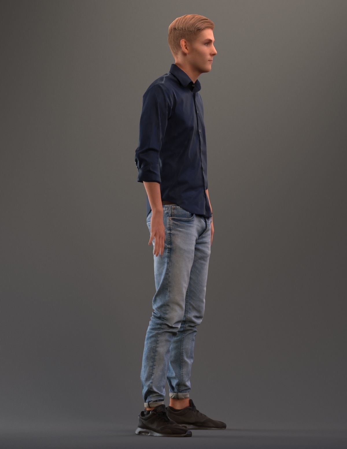 Rigged 3D boy with realistic hair in casual clothing Low-poly 3D model_6