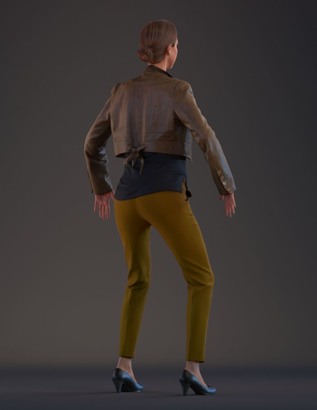 Rigged 3D female with realistic hair Low-poly 3D model_5