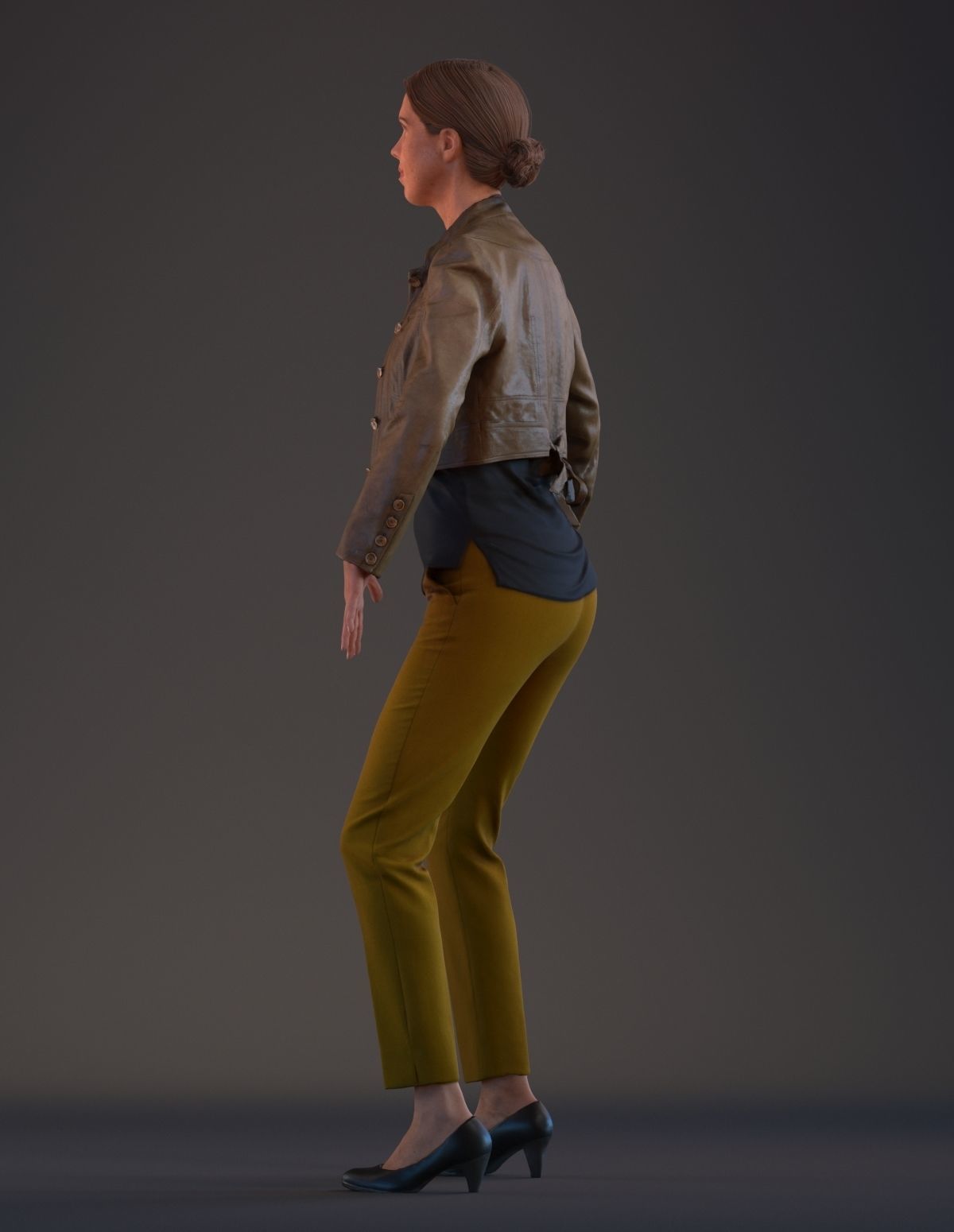 Rigged 3D female with realistic hair Low-poly 3D model_12