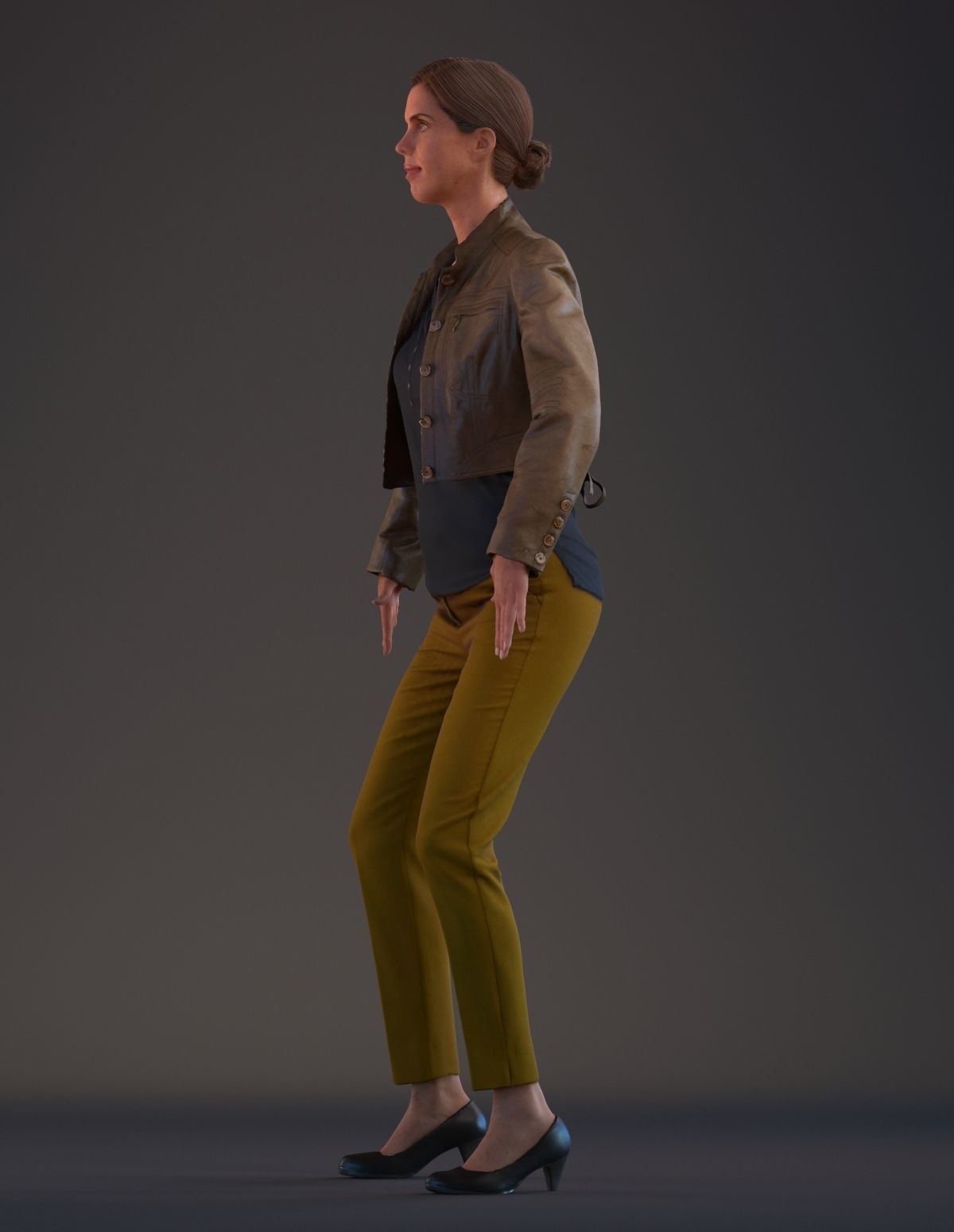 Rigged 3D female with realistic hair Low-poly 3D model_10