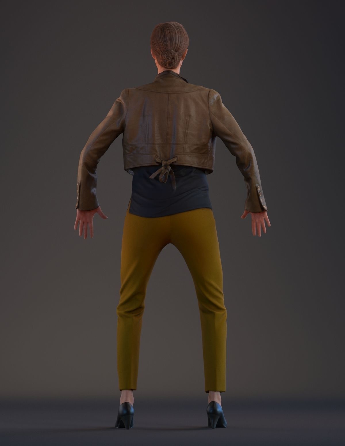 Rigged 3D female with realistic hair Low-poly 3D model_6