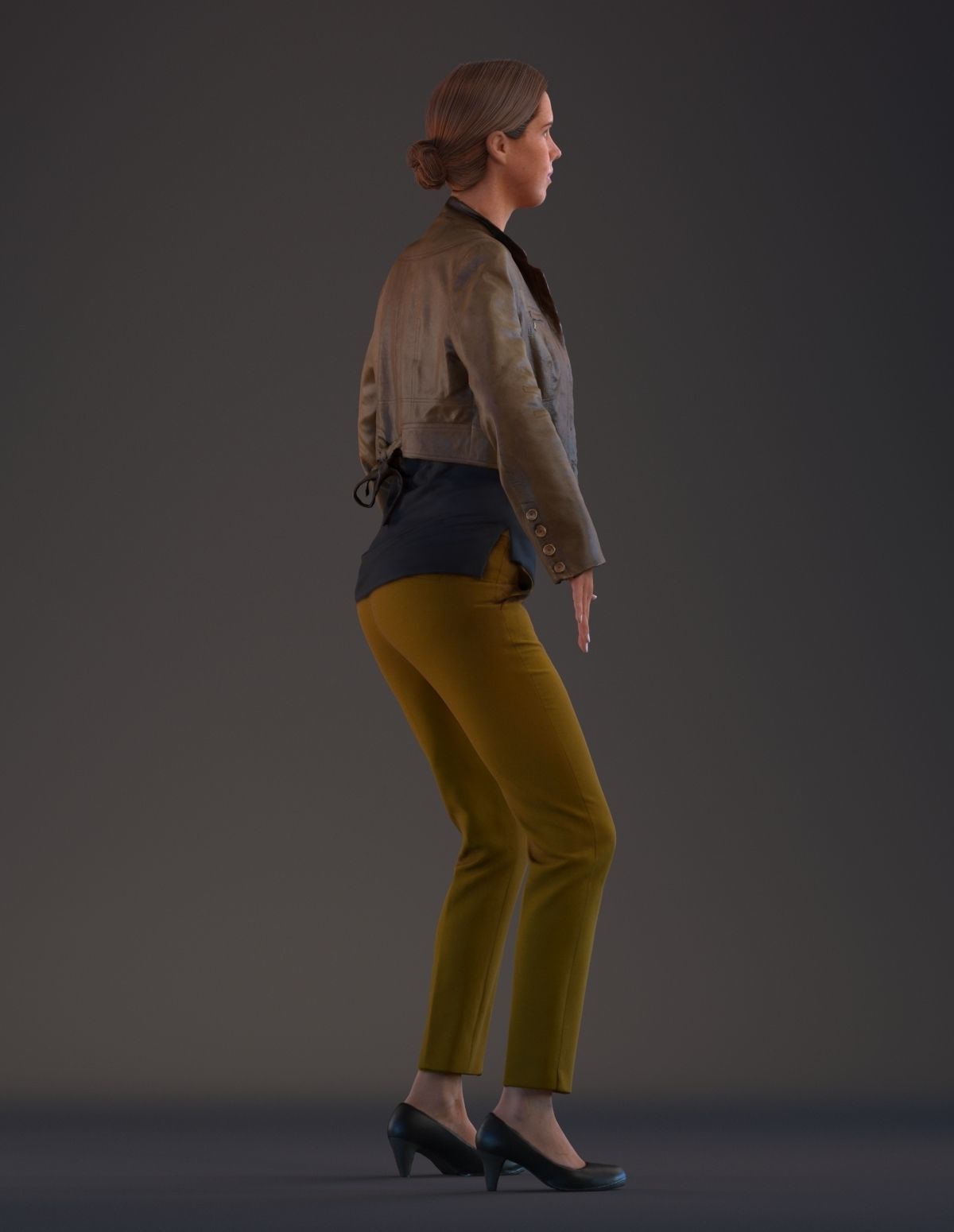 Rigged 3D female with realistic hair Low-poly 3D model_4