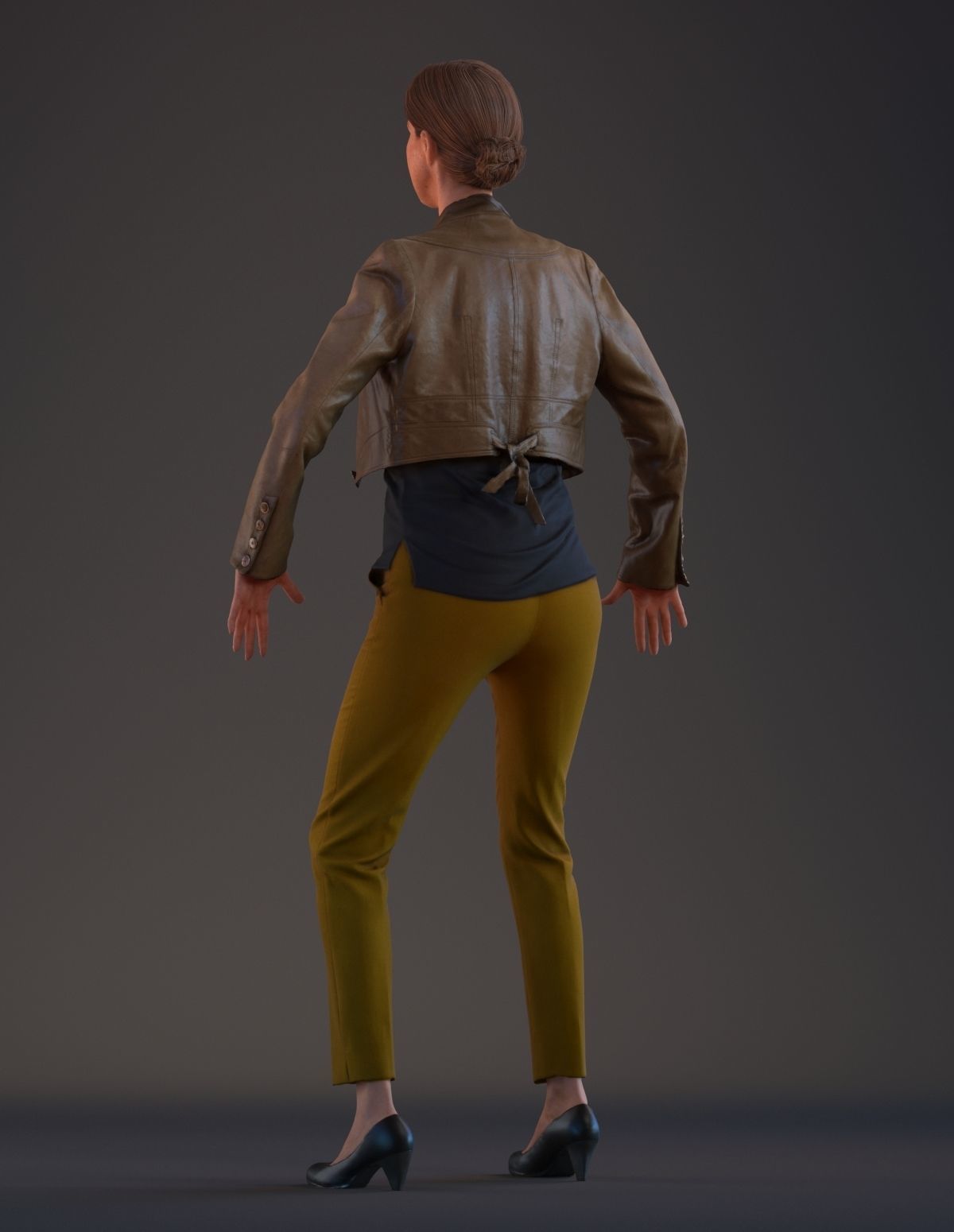 Rigged 3D female with realistic hair Low-poly 3D model_11