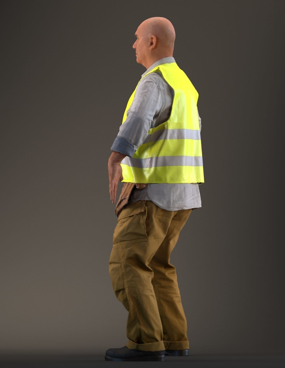 Rigged 3D construction worker Low-poly 3D model_11