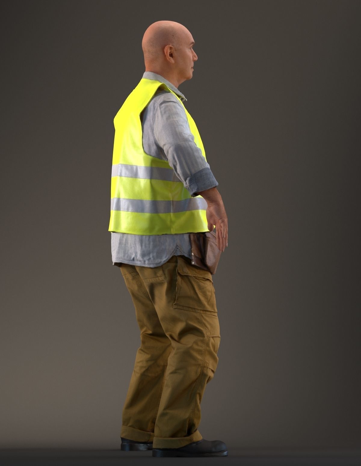 Rigged 3D construction worker Low-poly 3D model_4