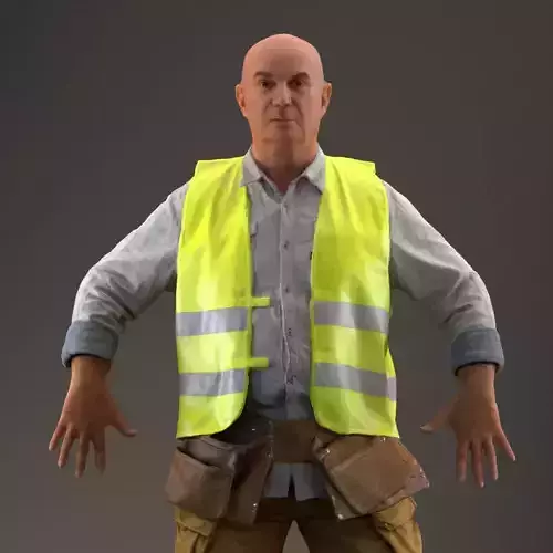 Rigged 3D construction worker Low-poly 3D model