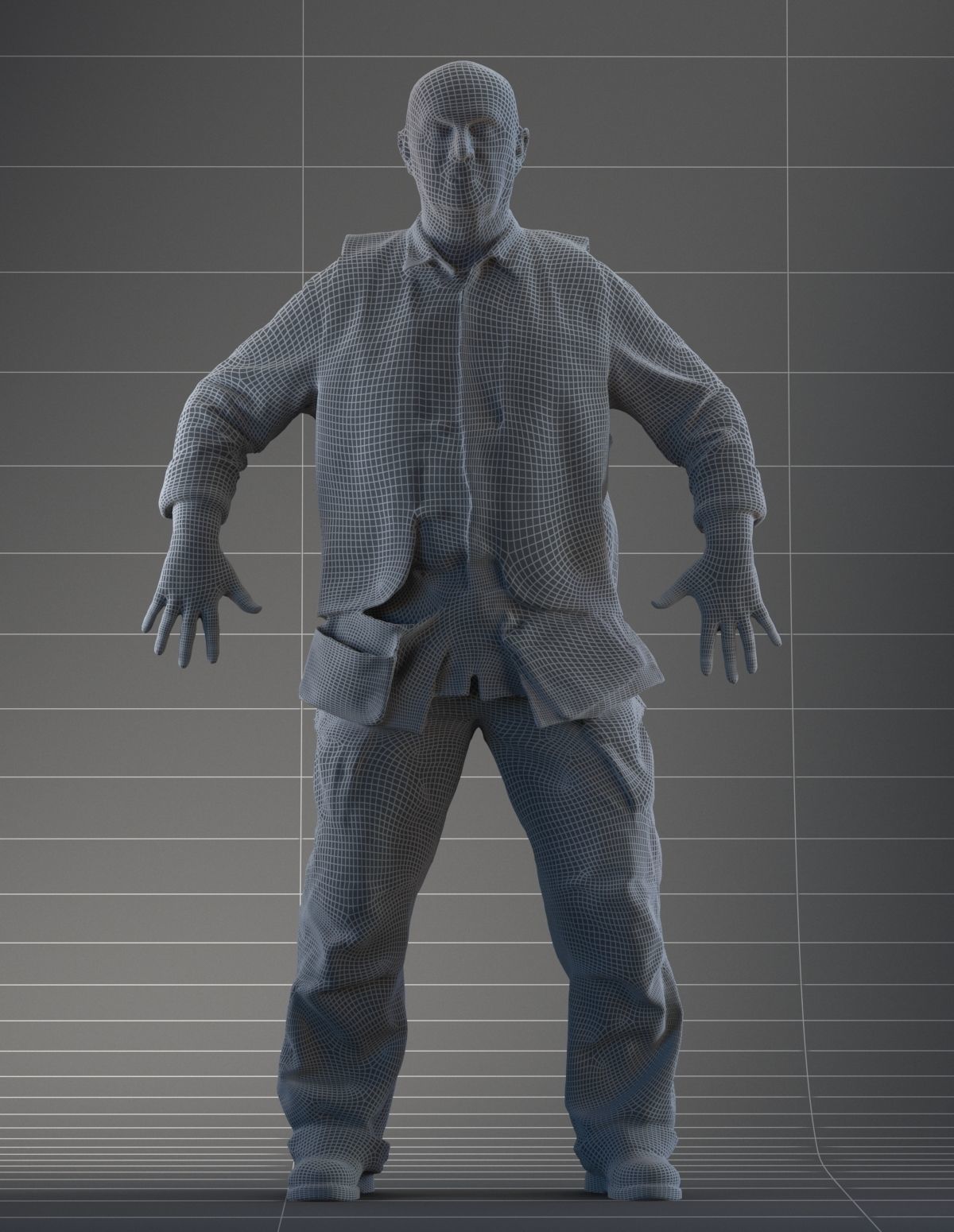 Rigged 3D construction worker Low-poly 3D model_2