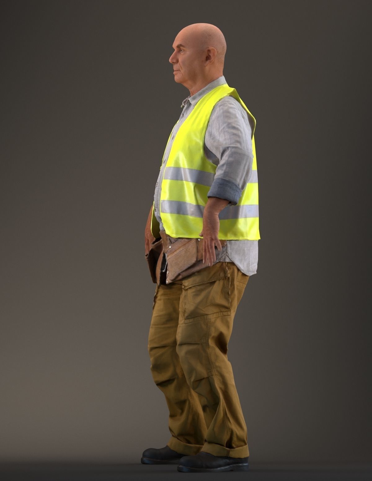 Rigged 3D construction worker Low-poly 3D model_9