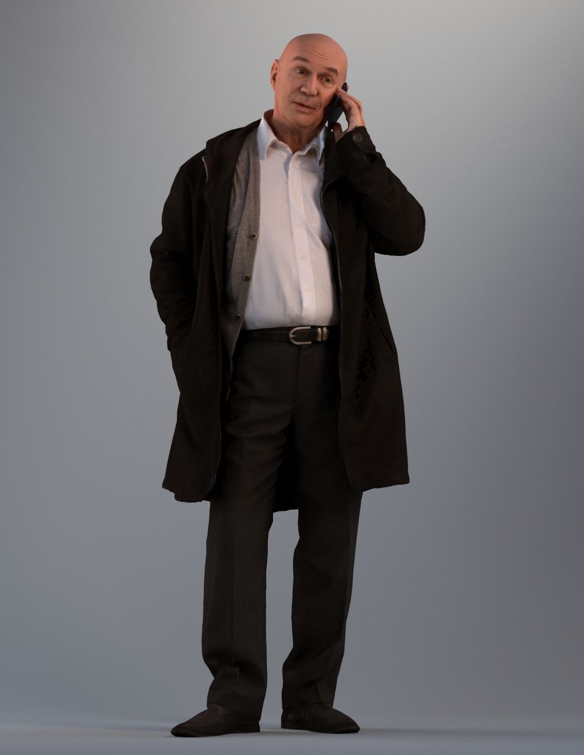 Set of low poly 3D males standing and making a phone call Low-poly 3D model_3