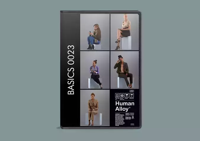 Set of 3d women sitting using their phone