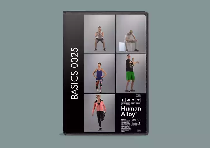 Set of 3D low poly sporting people