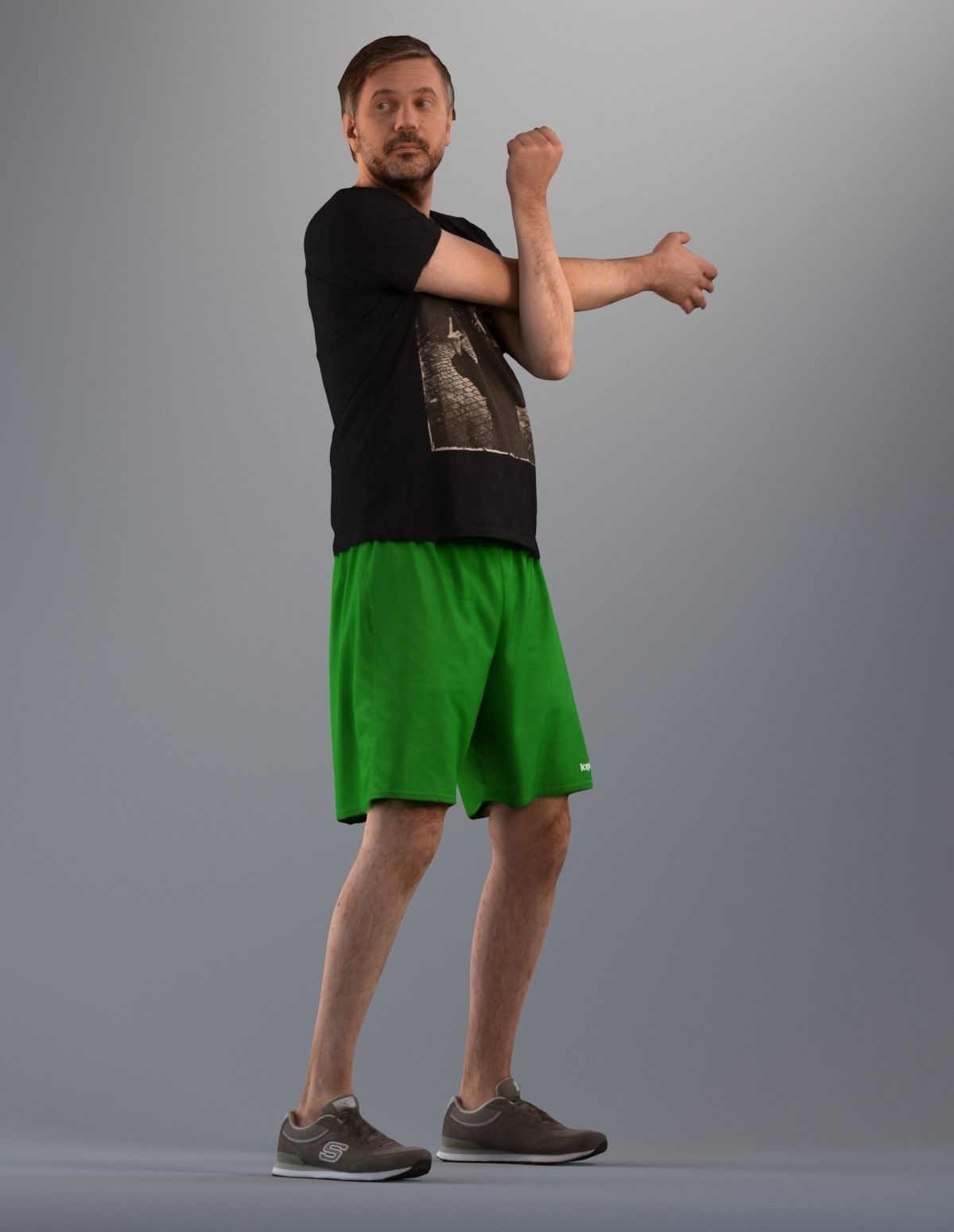 Set of 3D low poly sporting people Low-poly 3D model_3