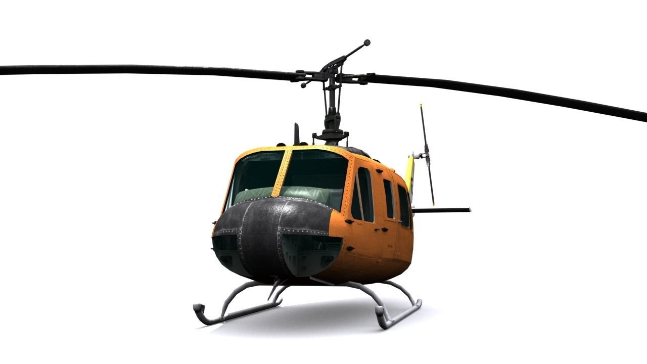 Rescue helicopter uh 1 Low-poly 3D model_2