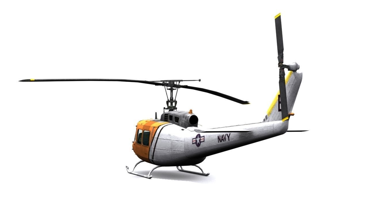 Rescue helicopter uh 1 Low-poly 3D model_4