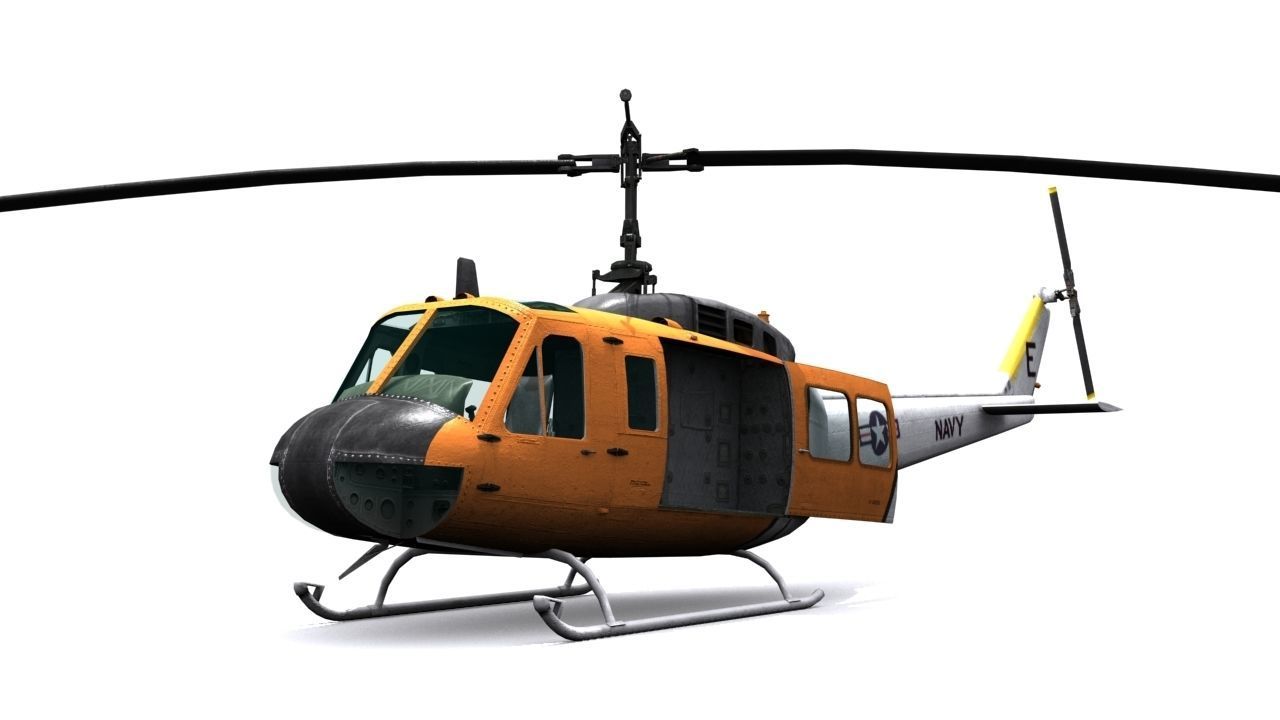 Rescue helicopter uh 1 Low-poly 3D model_1