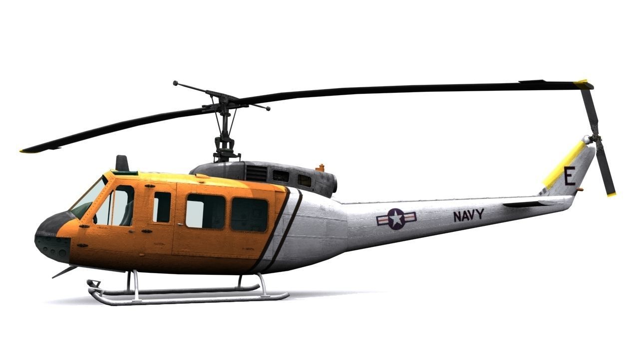 Rescue helicopter uh 1 Low-poly 3D model_3