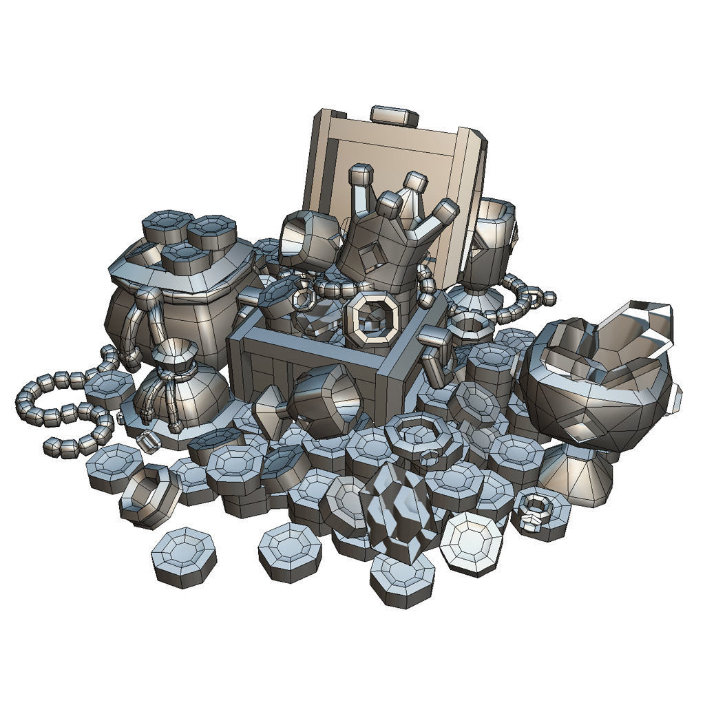 Loot Treasure Set - Proto Series Low-poly 3D model_3