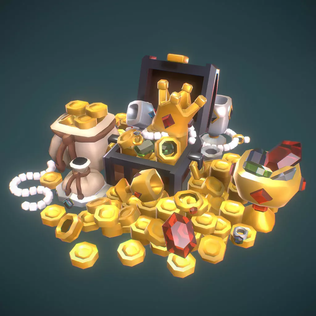 Loot Treasure Set - Proto Series Low-poly 3D model_0