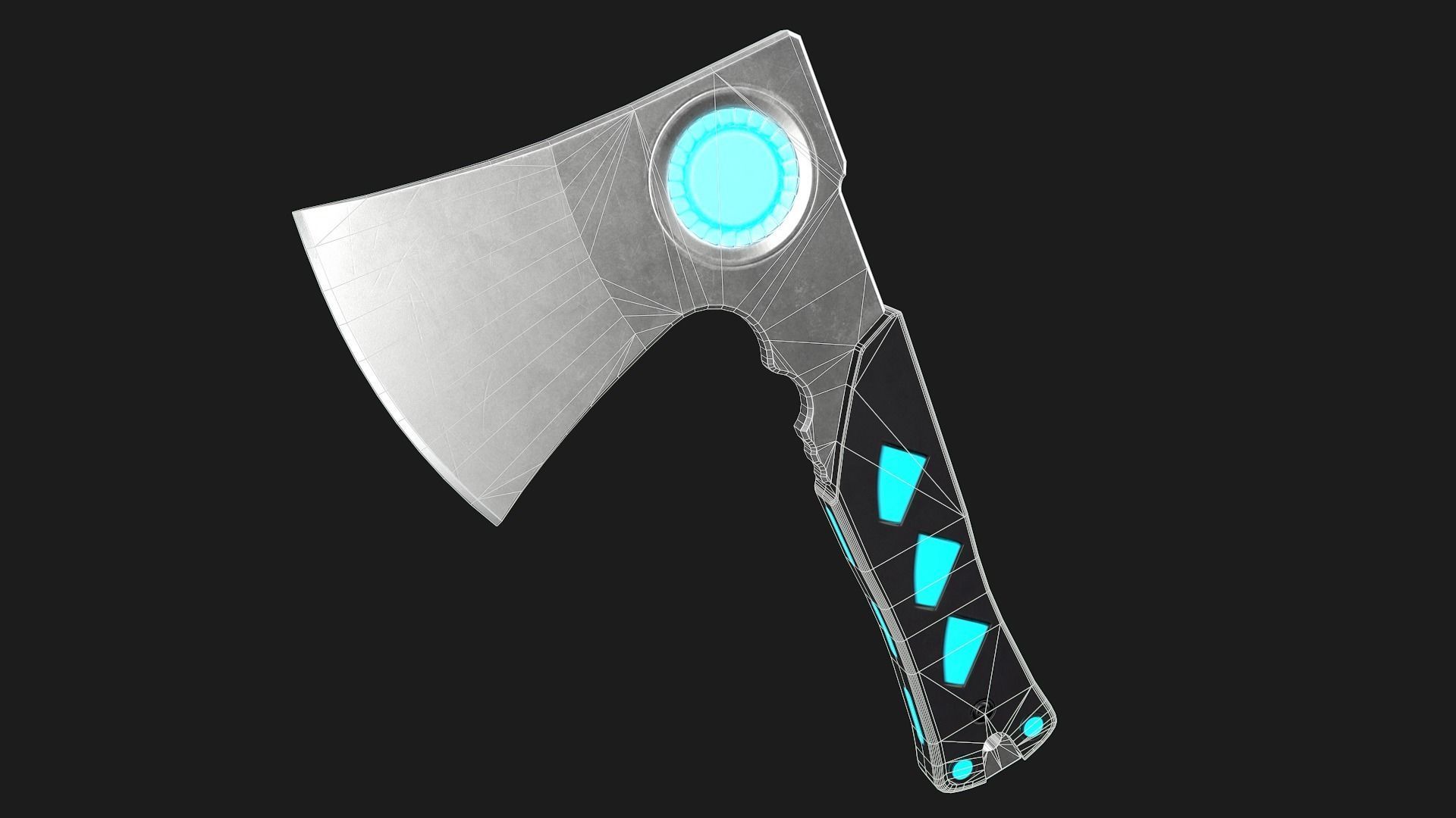 Sci-Fi Hatchet Low-Poly PBR Free low-poly 3D model_1