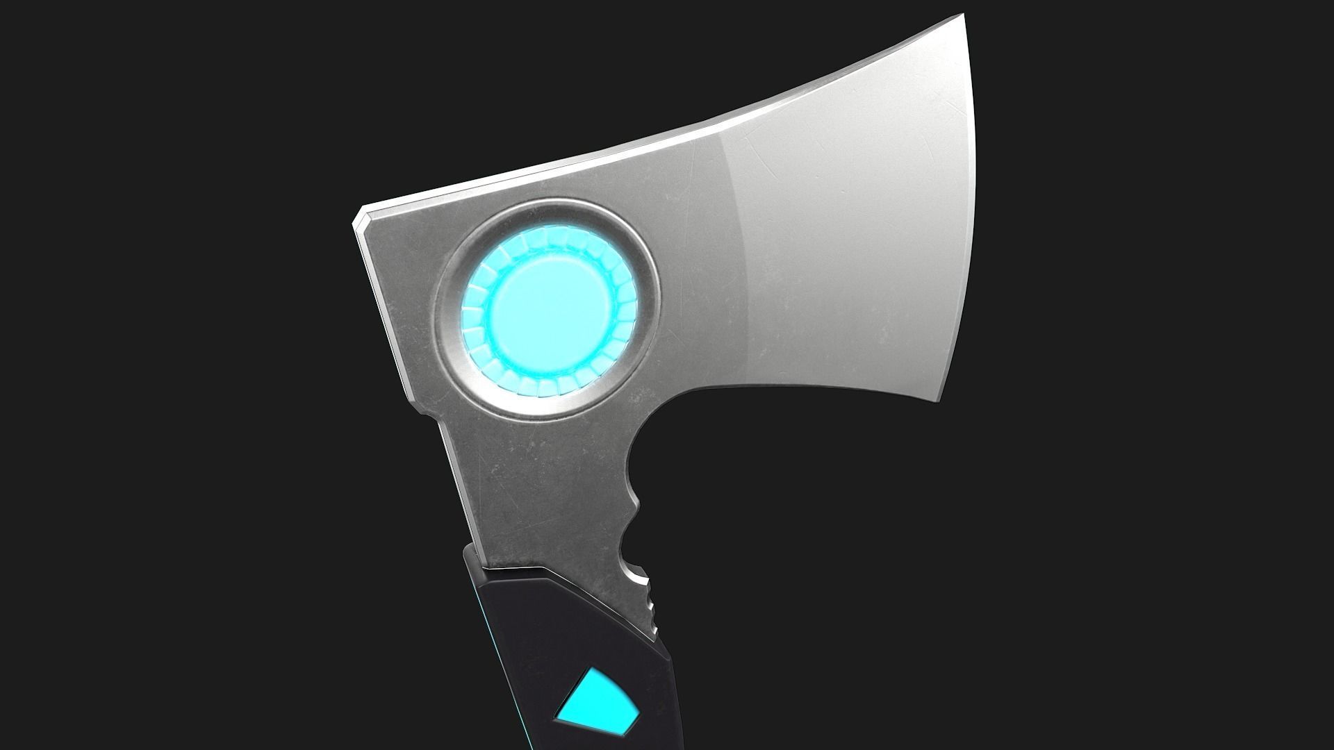 Sci-Fi Hatchet Low-Poly PBR Free low-poly 3D model_10