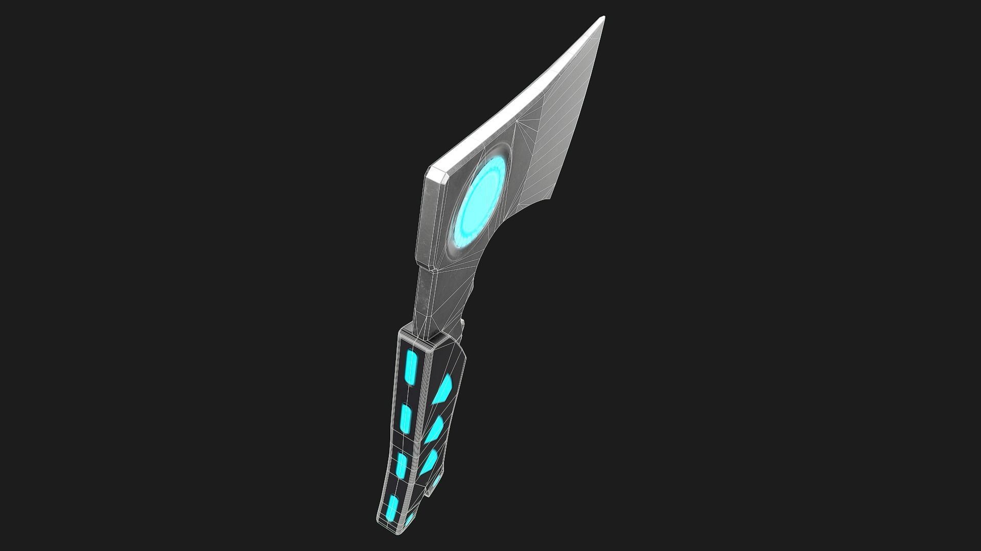 Sci-Fi Hatchet Low-Poly PBR Free low-poly 3D model_7