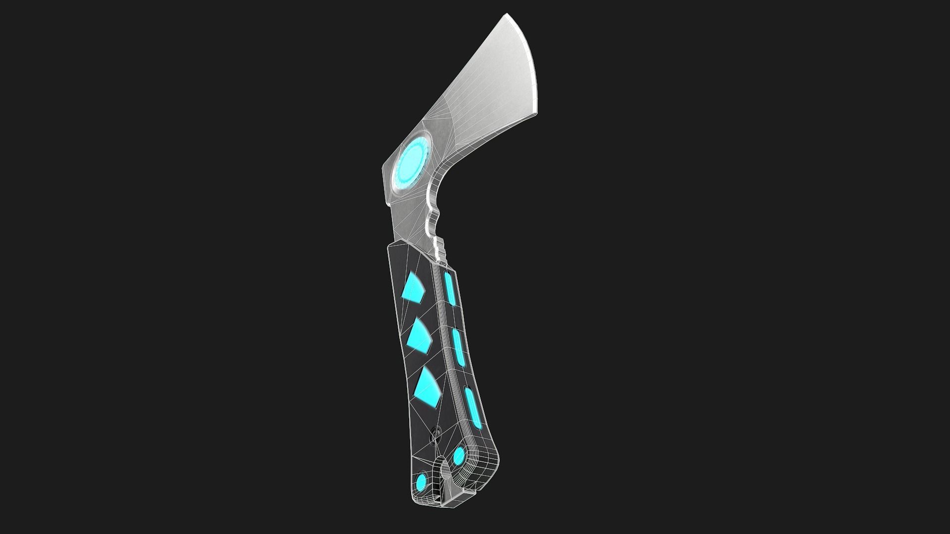 Sci-Fi Hatchet Low-Poly PBR Free low-poly 3D model_9