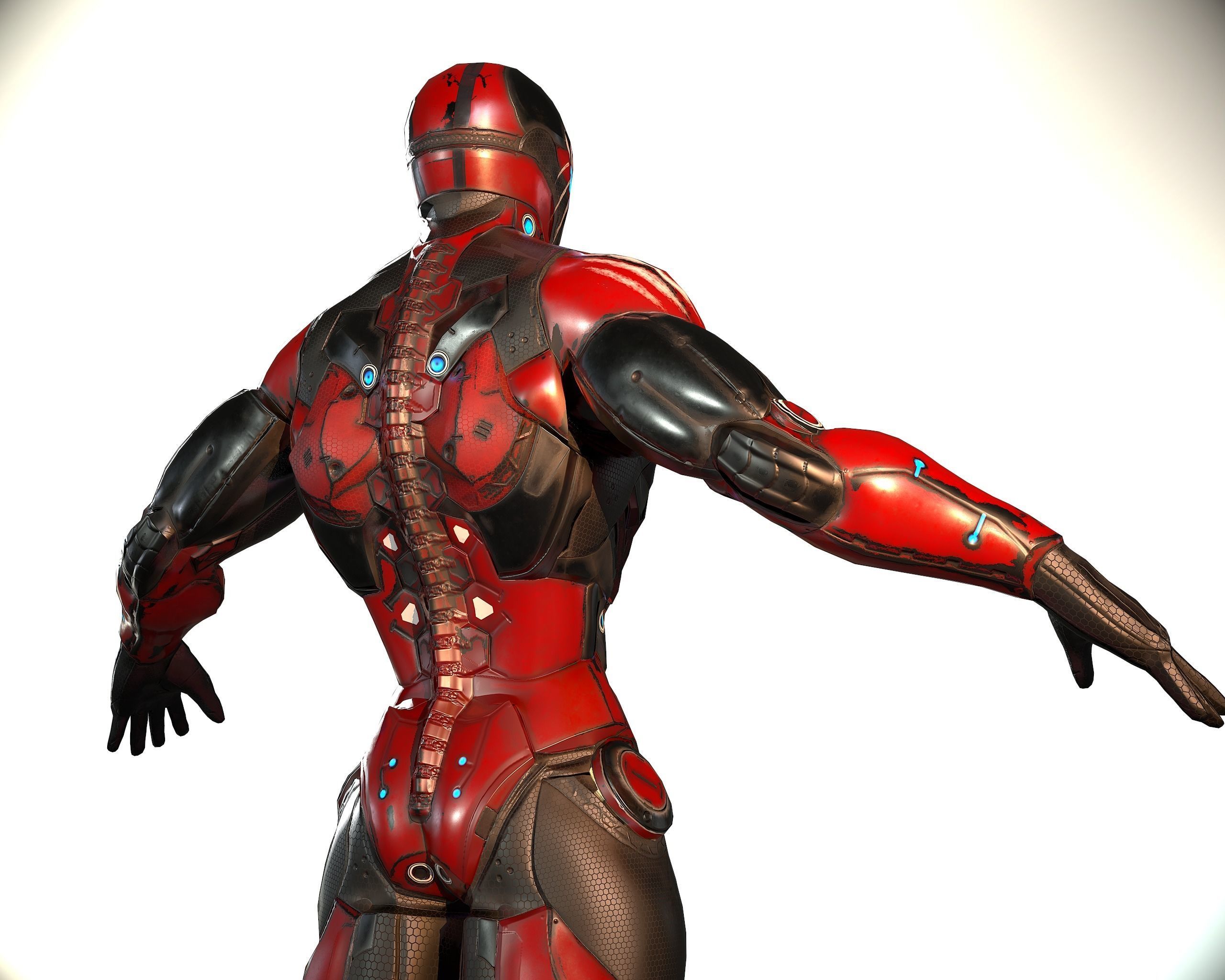 Cybernetic Warrior PBR Low-poly 3D model_27