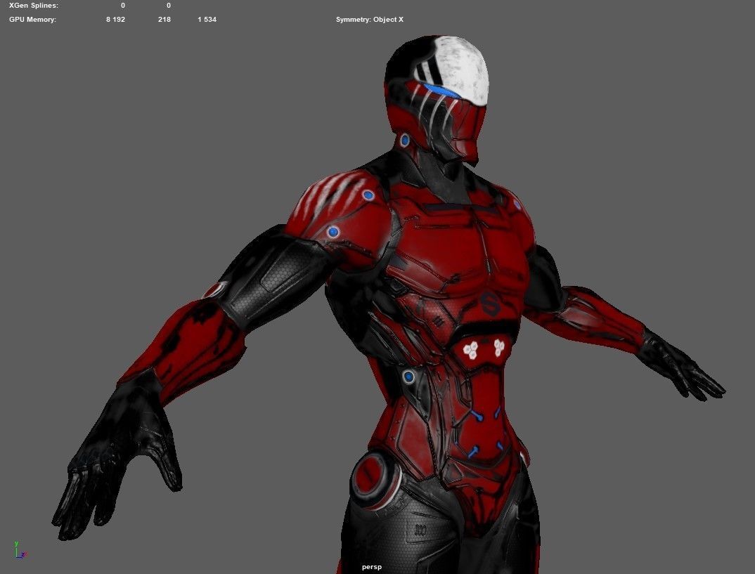 Cybernetic Warrior PBR Low-poly 3D model_40