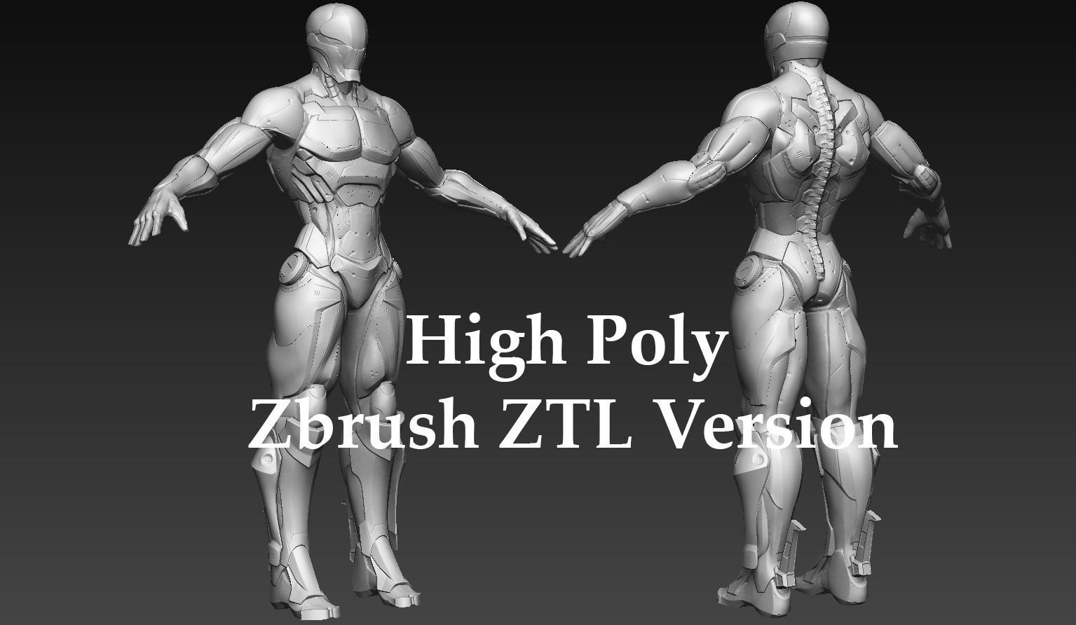 Cybernetic Warrior PBR Low-poly 3D model_44