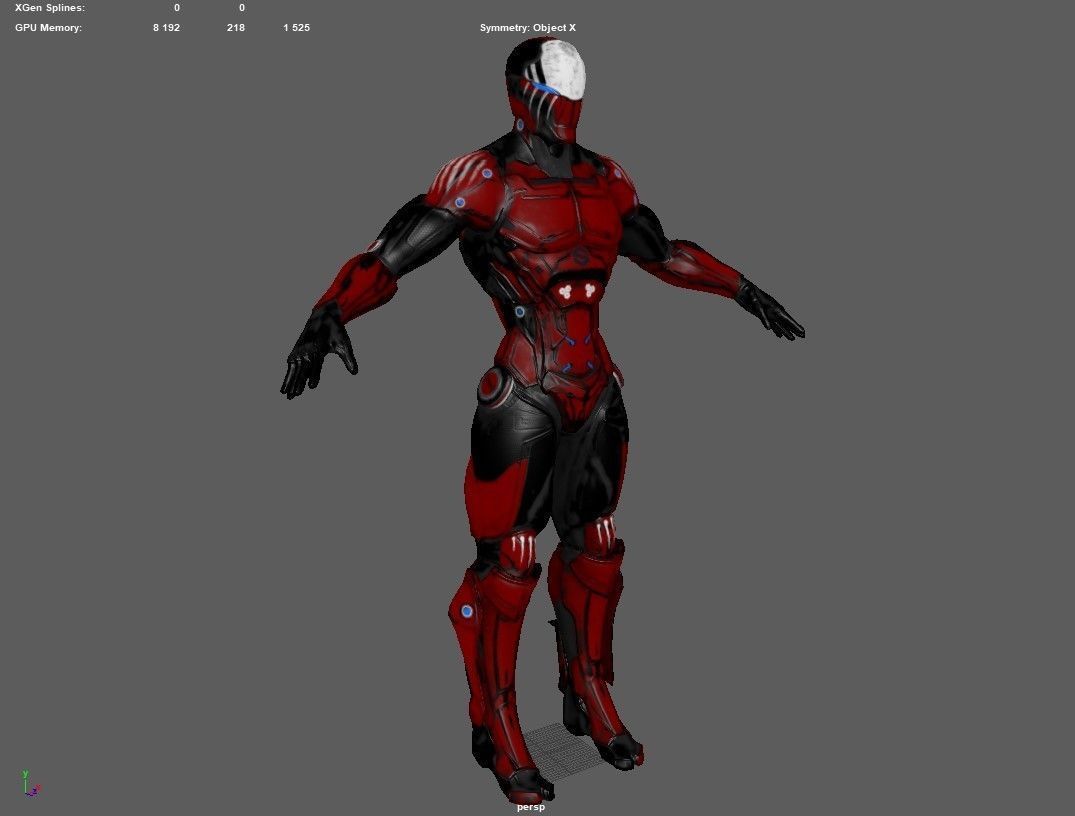 Cybernetic Warrior PBR Low-poly 3D model_38