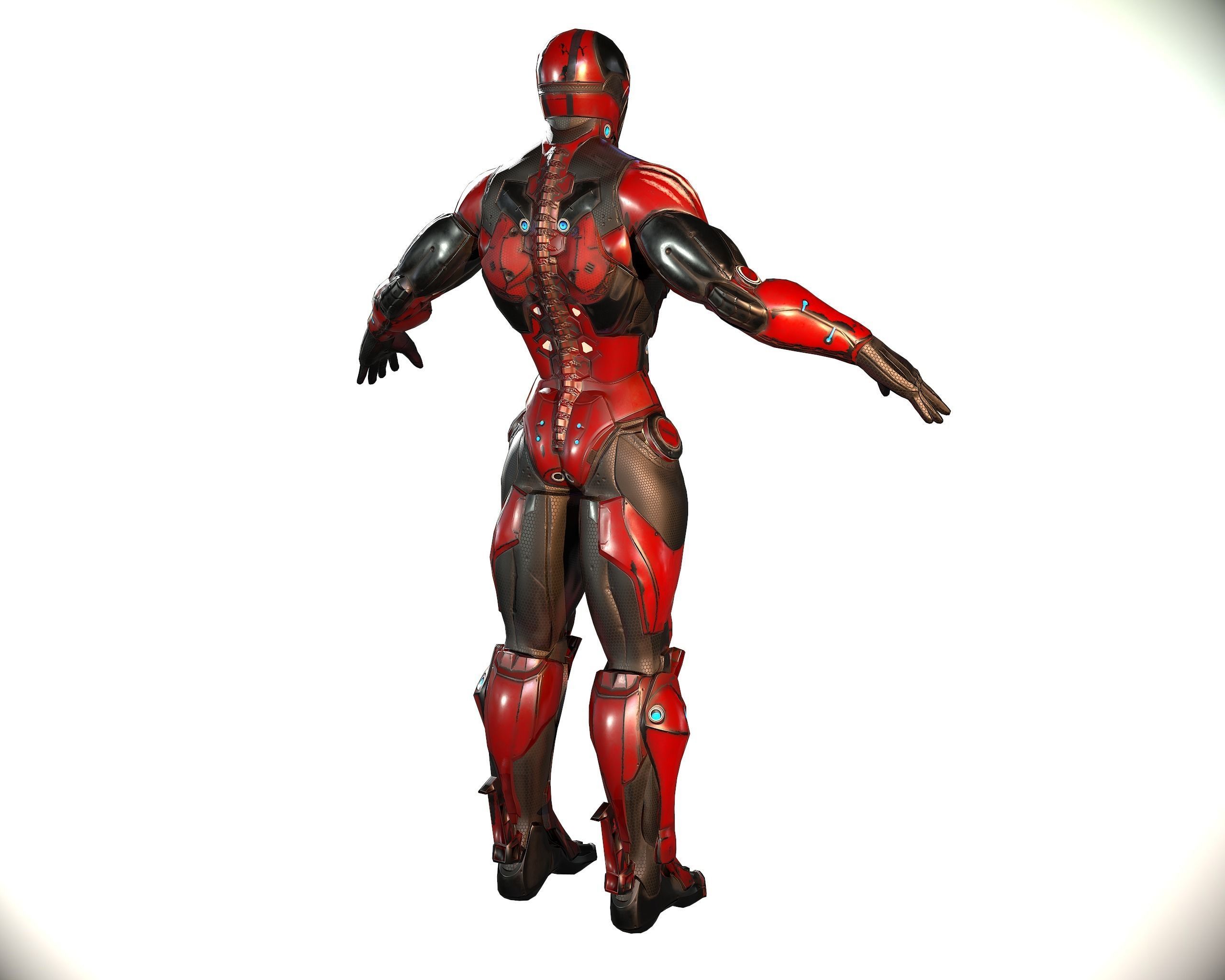 Cybernetic Warrior PBR Low-poly 3D model_20