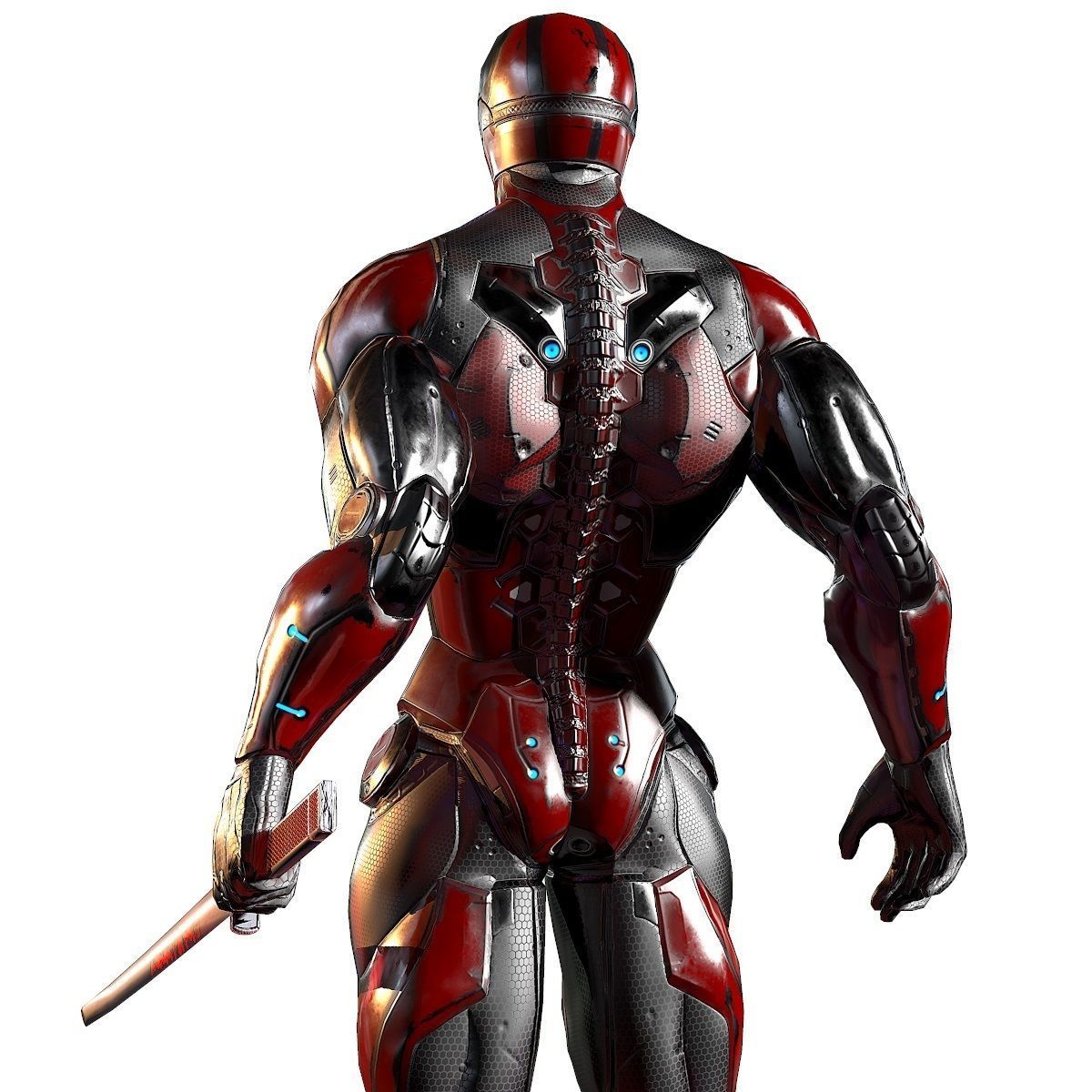 Cybernetic Warrior PBR Low-poly 3D model_12