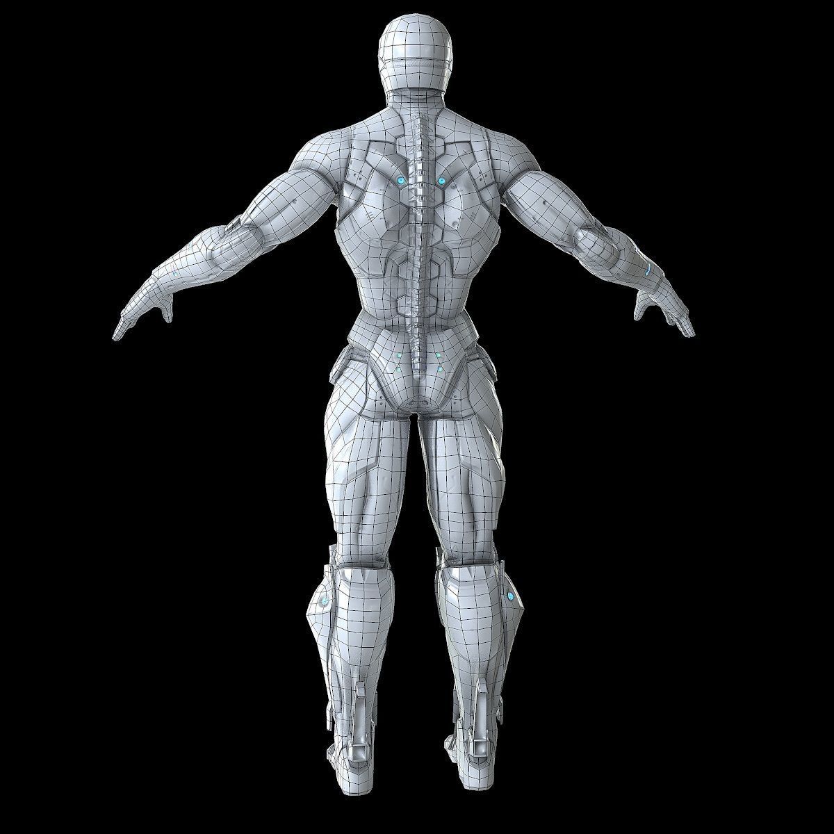 Cybernetic Warrior PBR Low-poly 3D model_36