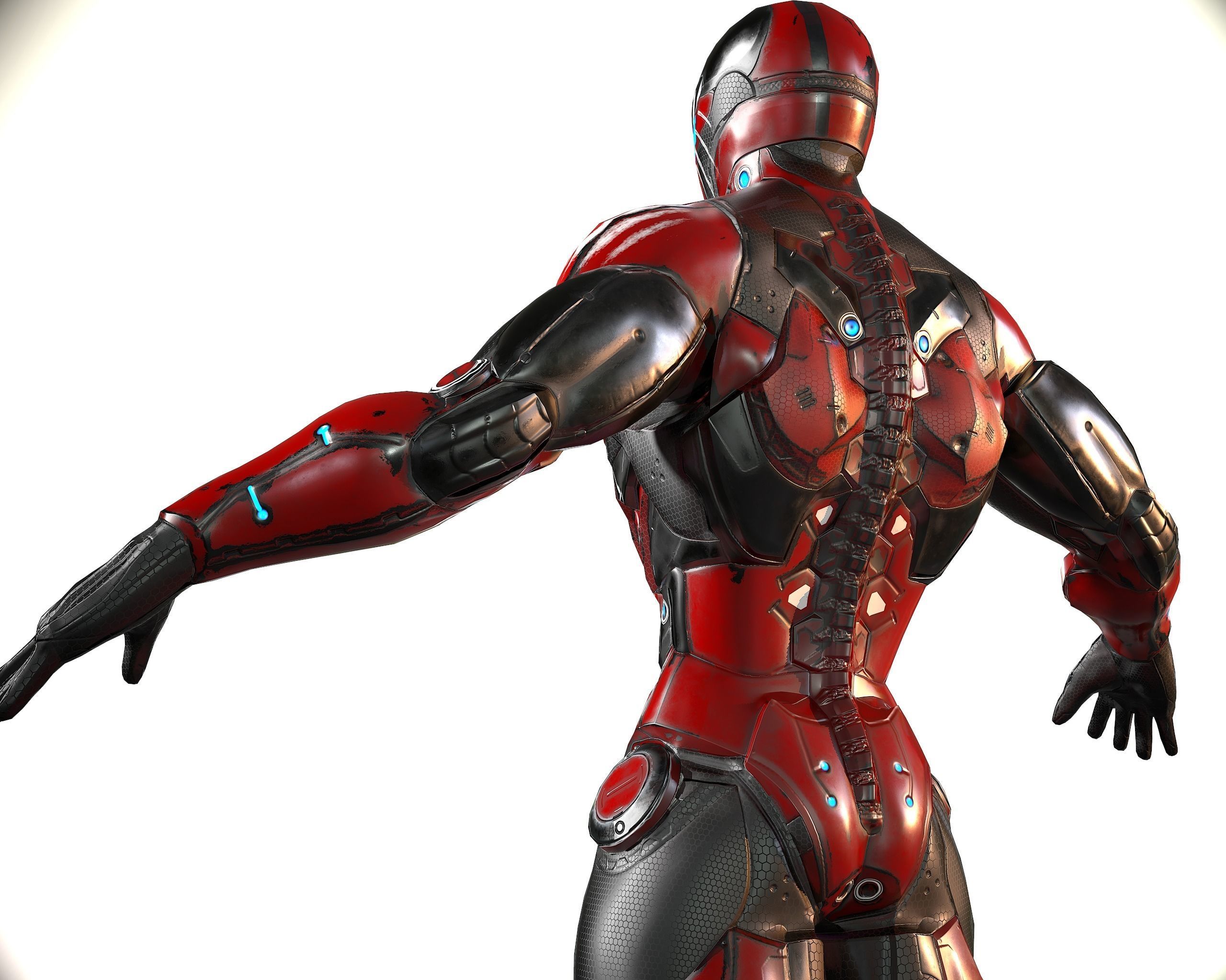 Cybernetic Warrior PBR Low-poly 3D model_31